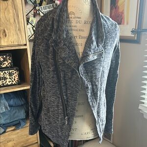 Bass Navy Asymmetrical Zip Up Jacket - Small